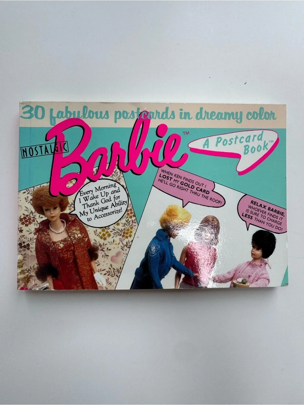 1990 UNUSED Nostalgic Vintage Barbie Postcard Book - 30 Postcards